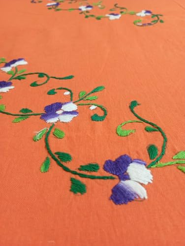 Global Trend India Handwork Cotton Double Bedsheet Bengal Embroidery Work Small Floral Embroidery Design with 2 Pillow Cover-02654