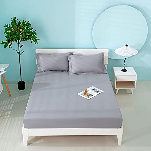 Nuoxuan Polycotton,Polyester Solid Color Japanese-Style Bed Linen,Apartment Bedroom Single Double King Bed Cover-Grey_120x200cm