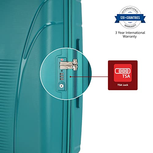 American Tourister Ivy 68 Cms Medium Check-in Polypropylene (PP) Hard Sided 4 Wheeler Spinner Luggage/Trolley Bag with TSA Lock (Sea Green)