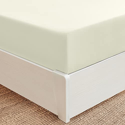 Mellanni King Fitted Sheet - Deep Pocket Cooling Sheets up to 16 inch - All Around Elastic - Hotel Luxury 1800 Bedding - Wrinkle, Fade, Stain Resistant - 1 Single King Fitted Sheet Only (King, Ivory)