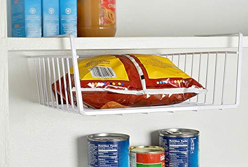 Styleys Metal Under Shelf Basket Wire Rack for Extra Cabinet Storage 13.5-inch (13.5 Inch 2 Pcs White) - S11027A