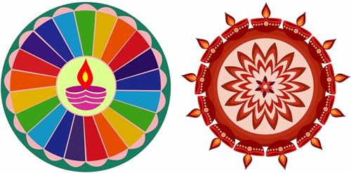 Diwali Special - Colourful Decorative Rangoli Sticker Size- 30 cm x 30 cm Set of 2 (AS155)
