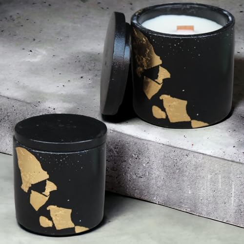 Shivaliya Collection High-Strength Concrete Cylinder Shape Candle Jar with Aroma Fragrance | Premium Scented Soy Wax Fill | 20-22 Hr Burn Time - | Scented Candle |Gifts for Memorable-(Medium, Black)