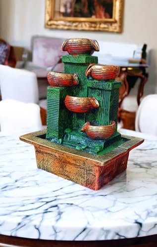 ABHISHAR CREATIONS Presents Decorative 5 Diya Step Water Fountain for Living Room, Bedroom, Dining Room, Kitchen, Bathroom