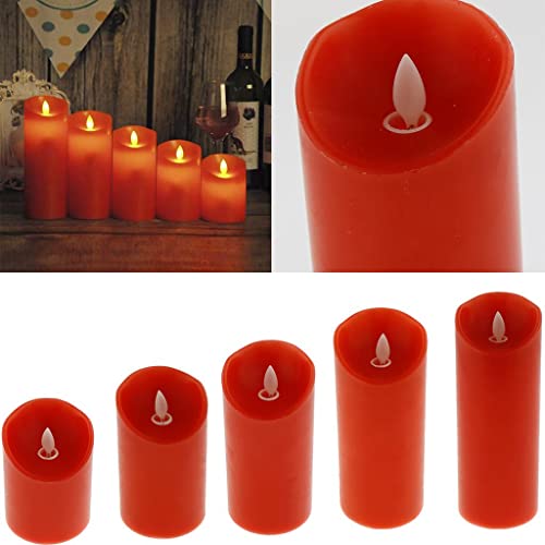 ATORSE® Flameless Led Pillars Tea Light Candles for Holidays Wedding Parties Red 10Cm