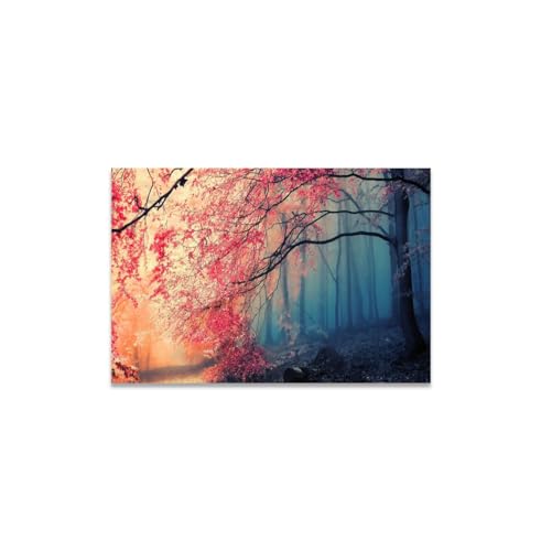 GADGETS WRAP Canvas Gallery Wrap Framed for Home Office Studio Living Room Decoration (14x11inch) - Flowers Trees & Misty Forest