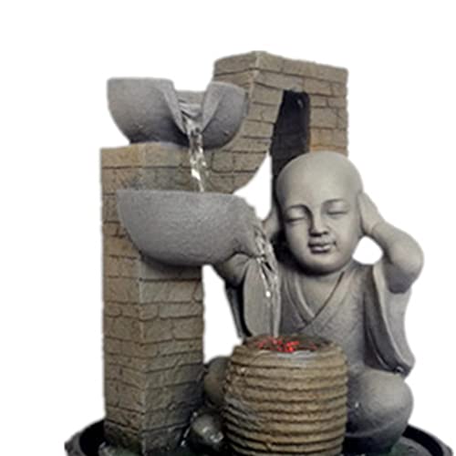 ATORSE® Resin Water Fountain Decor Small Monk Calm Feeling for Housewarming Gifts B