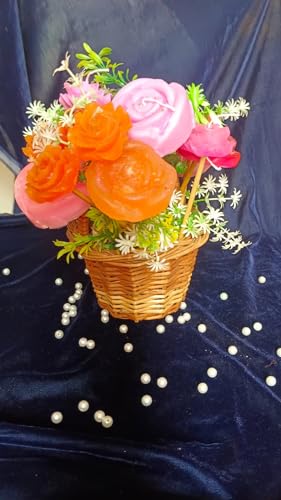 Sudha hast udhyog soywax candle Flower Bouquet with beautiful basket.