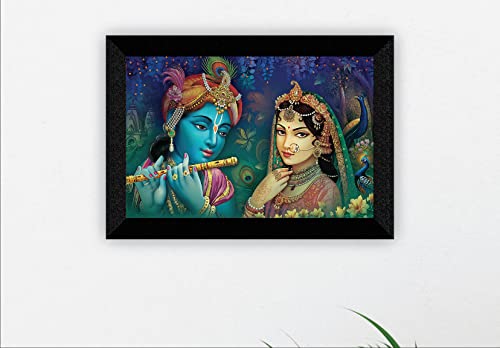 SAF Pack of 1 Radha krishna religious modern art wall painting with framed for living room 11 inch x 14 inch CANFM31373