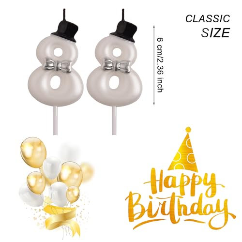 AOOLADA 88th Birthday Candles, White 88 Year Old Number Birthday Candles, Happy Birthday Party Decorations Cake Topper Gifts for Men Women