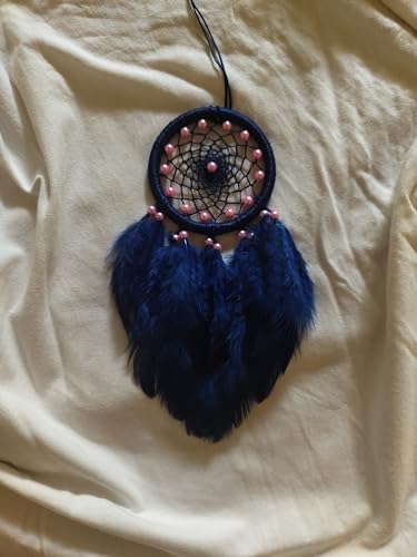 UV HANDICRAFTS Dark Blue Dream Catcher Handmade Hangings for Positivity Ideal for Home Decor, Gift, Wall Hangings, Meditation Room, Yoga Temple, Wind Chime & Car Feather Hanging(Pack of 1)