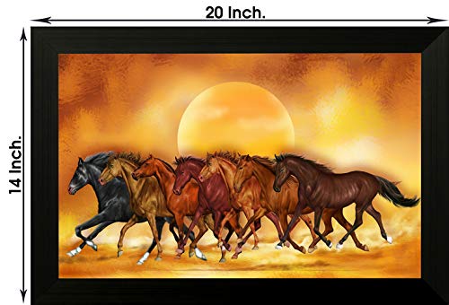 SAF 1 Art of Creations Vastu Seven Running Horses UV Textured Framed Digital Reprint 14 inch x 20 inch Painting BANFH6547