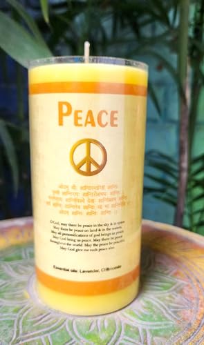 Chakra Candle, Lavender,Chamomile Aroma, Healing & Peace Candle 6" x 3", Stress Reduction, Mood Enhancement, Relaxation and Meditation, Aromatherapy for Calming Children, Diwali Gift