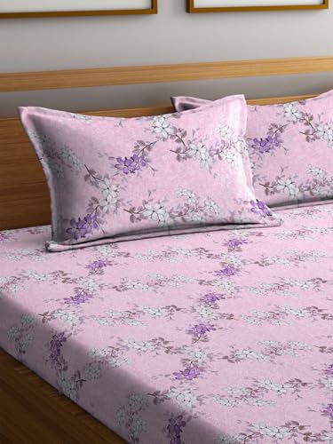 Bombay Dyeing 100% Pure Cotton California (Super) King Size BedSheet (274x274 cm or 108x108 Inch or 9x9 Foot Approx) with Two Pillow Covers