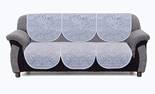 Kuber Industries Self Cotton 5 Seater Sofa Cover|Set of 6 Piece (White)