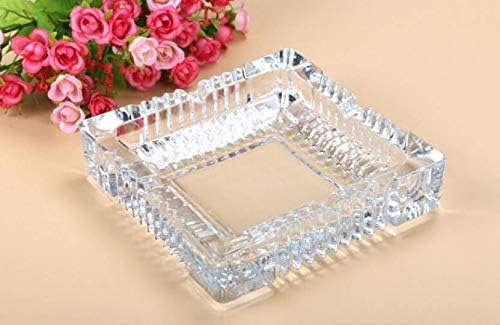 Yadava Square Glass Ash Tray, Ash Trays for Smoking for Home, Decorative Glass Tray Dish for Mouth freshener Dryfruits serving Tray (Transparent Pack of 1) (Square)