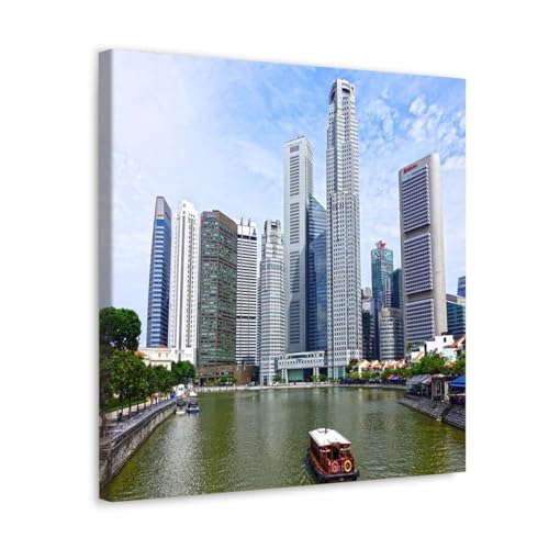 GADGETS WRAP Canvas Gallery Wrap Framed for Home Office Studio Living Room Decoration (17x17inch) - Singapore River