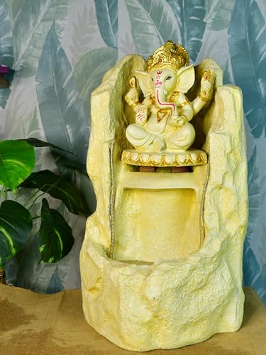 Sowpeace Golden Ganesha Water Fountain showpiece, Set of 1 Premium Resin Made Table Top Home Decor for Living Room and Gifting(37 cm,Golden)