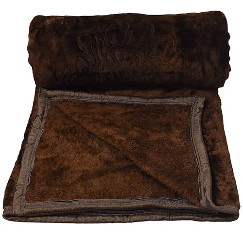 Slickcomfort Premium Plush Blanket | 300 GSM Lightweight Cozy Soft for Bed, Sofa, Couch, Travel & Camping | Flannel (Brown, Double Bed)