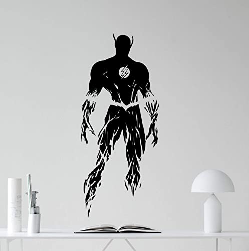 ISEE 360® Super Hero Wall Sticker for Entertainment Studio Boys Kids Bedroom Home Decor Black Vinyl Decal L X H 40 x 80 Cms