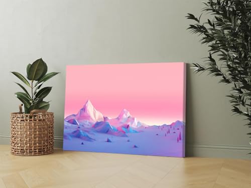 GADGETS WRAP Canvas Gallery Wrap Framed for Home Office Studio Living Room Decoration (17x11inch) - Lowpoly, Mountains