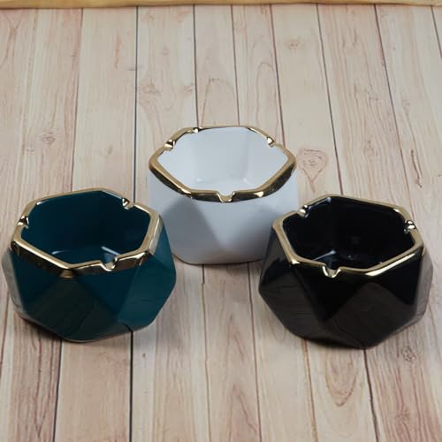 Pakhi Decor Groovy Ceramic Ashtray for Home & Office, Green (10352)