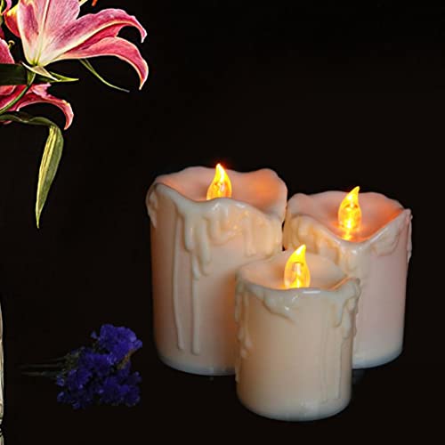 UJEAVETTE® Set 3pcs LED Taper Candle Pillar Tea Light Candle Church Home Wedding Decor