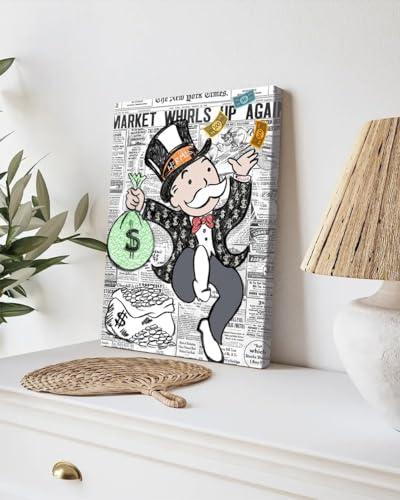 GADGETS WRAP Canvas Gallery Wrap Framed for Home Office Studio Living Room Decoration (9x11inch) - Monopoly Guy 2