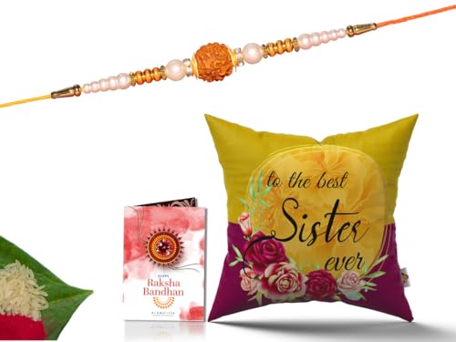 Pillow Rakhi for Brother with Gift - Rakhi with Rakhi Cushion with Filler Greeting Card- Rakhi for Brother, Gifts for Brother, Gifts for Rakhi, Gifts for Rakshabandhan Rakhi Gifts-CH-SIS-23-PB