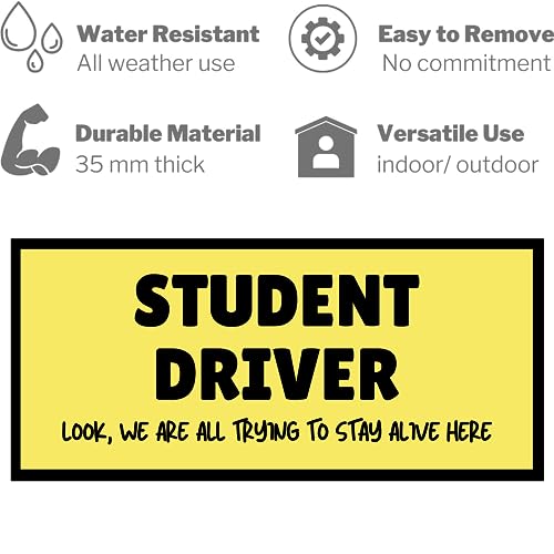 Student Driver Look We are All Trying to Stay Alive Here Magnet for Car, Funny Safety Sign for New Drivers, 8 Inches