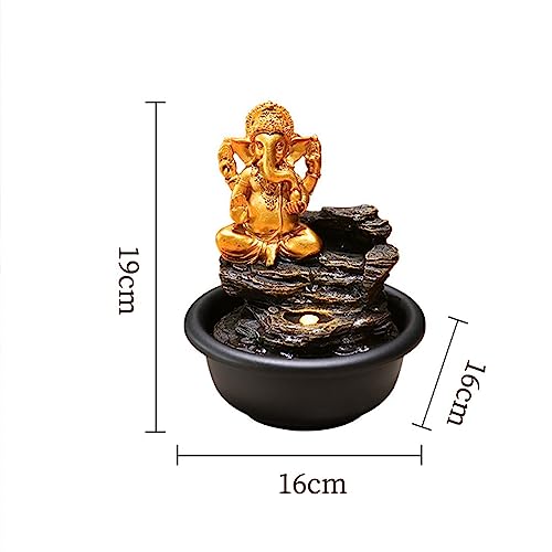 SAZ DEKOR Ganesha Statues Tabletop Water Fountain Decorative Waterscape Rock Waterfall Without Backdrop