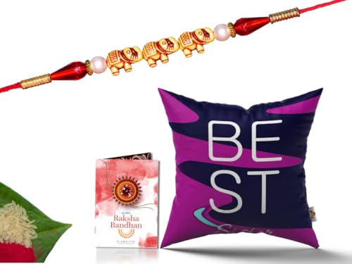 Pillow Rakhi for Brother with Gift - Rakhi with Rakhi Cushion with Filler Greeting Card- Rakhi for Brother, Gifts for Brother, Gifts for Rakhi, Gifts for Rakshabandhan Rakhi Gifts-CH-SIS-17-PE