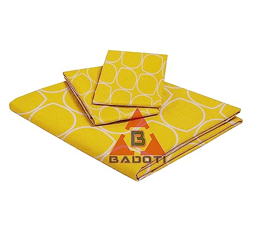 BADOTI Glace Cotton 160 TC Double bedsheet (90x100) with 2 Pillow Covers(17x27) inch, Yellow