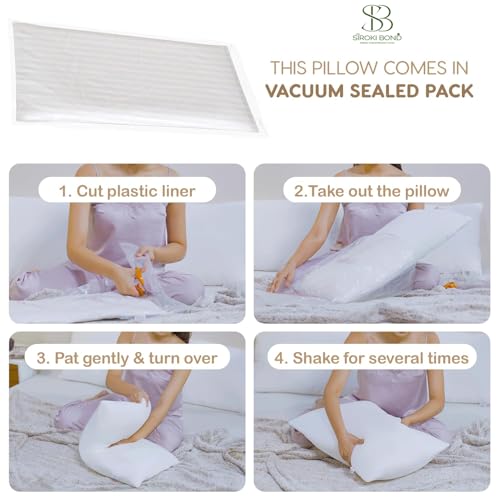 SIROKI BOND Pure Microfiber Sleeping Pillow | Microfiber Bed White Pillow | Soft and Fluffy | Adjustable Height | Set of 1 | White and Grey (27 x 17 Inches) (2, Standard)