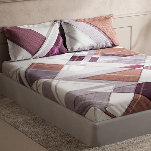 DDecor - Pack of 1 Cotton King 140 TC Bedsheet with 2 Pillow Covers - Burgundy