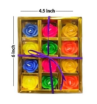 The Decor Affair 12-Piece Multicolour Rose Flower Wax Floating Candles - Unique Diwali & New Year Home Decor Gift - Long-Lasting Water Flower Shaped Diyas/Candles.