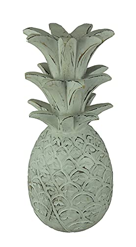 Chesapeake Bay LTD. Rustic White Carved Wood Tropical Pineapple Decor Statue