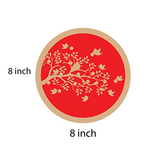 DOTME Tree Branch Birds Wooden with Vinyl Sticker Decorative Design Wall Décor for Home Kids Bedroom Living Room Hall DIY Art 8 INCH (Red)