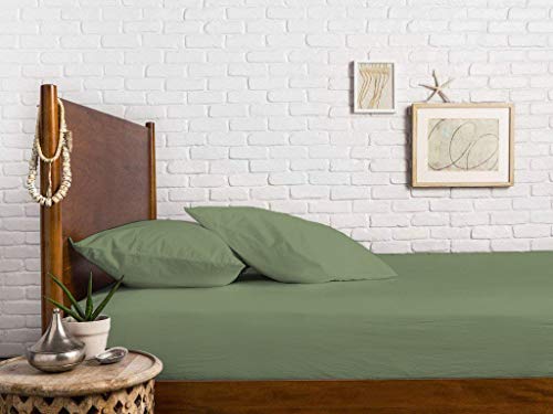 Sweet Dream's 850 Collection Egyptian Cotton Fitted Bedsheet 4 to 12 Inch Matress 15" Drop Doube Bed (48x75) Inches (4 by 6.3) Feet + 2 Pillow Covers (18x28), Emerald Green