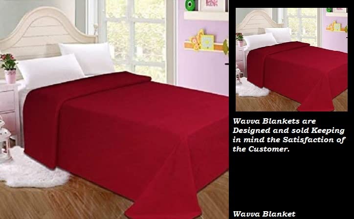 Wavva Plain Polar LightWeight Fleece 1 Single Bed Blankets (Pack of 1) Made up with Super Soft Material (Floral Red, Reversible)