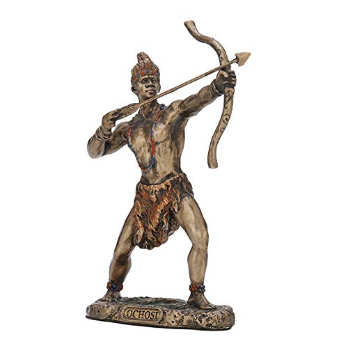 Veronese Design 3 7/8 Inch Ochosi Santeria Orisha The Divine Hunter Cast Resin Hand Painted Antique Bronze Finish Statue Home Decor