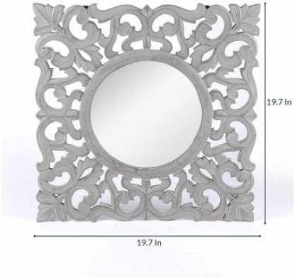 VAS Collection MDF Mirror Frame for Wall Decor,Bedroom,Living Room,Bathroom & Hallway,19.7"x19.7" (Silver Antique) Square