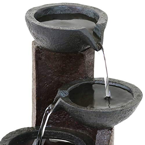 Sunnydaze Descending Bowls Indoor Tabletop Fountain - Interior Tiered Mini Water Feature for Bedroom Living Room Office Dining Room and Bathroom - 9-Inch