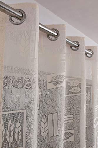 SB INDIA Polyresin Abstract Leaf Pattern Grommet Long Door Sheer Curtains for Living Room Bedroom, 9 Feet, Peach-Ctram, Pack of 2