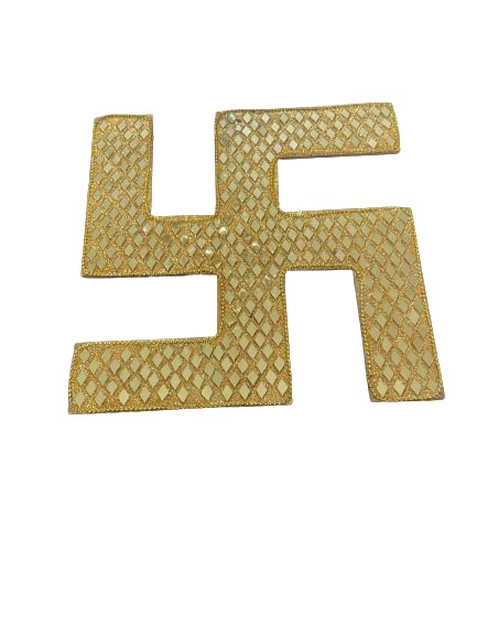 Wooden Wall Art Frame Golden Mirrors Glitter Swastik Wall Hanging Gift Item Home Decor Diwali Decor