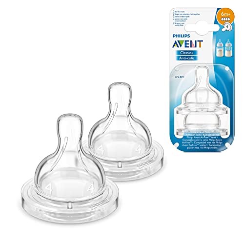 Philips Avent Classic Teat Fast Flow Nipple - 4 holes/6months+ (Pack of 2)