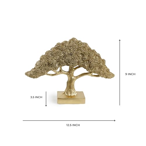 The Artment your artistic apartment Feng Shui Bonsai Brilliance Golden Resin Tree Showpiece: Home Décor for Living Room, Bedroom - Ideal Gift, Office Desk Accent, Artisan Crafted, Elegant Design