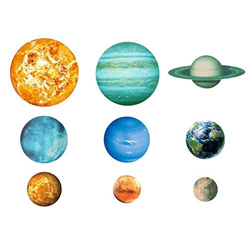 GADGETS WRAP Vinyl Wall Decal Sticker Solar System Cosmic Nine Planets Astronomy 9Pcs