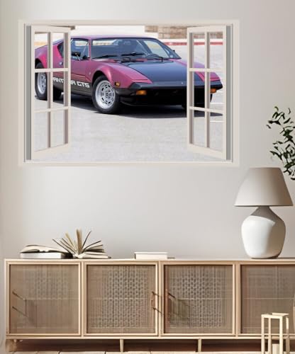 JVERF - JZZA18090 Retro De Tomaso| Self-Adhesive Open Window Wall Sticker