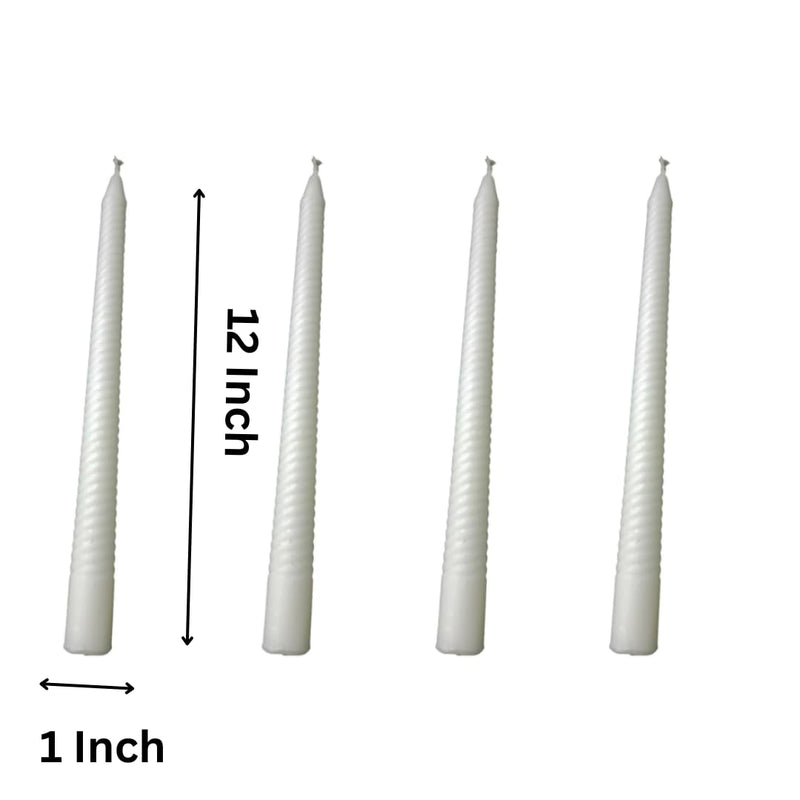 Devino Ora First Holy Communion Candle (Combo of 4) Spiral White Confermation Christian Ritual Baptism.Soy Wax Non Decorate Non Smok Long Burn time Hand mad12 Inch Height and 1 inch Width